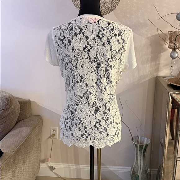 Ted Baker Tops - Ted Baker White Short Sleeve lace back Tee size 2